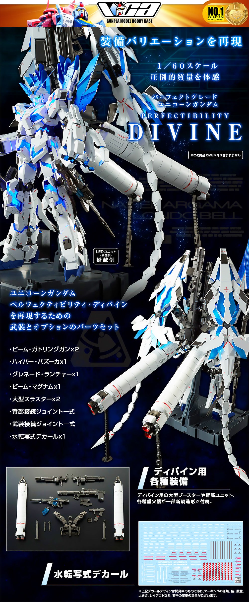 Premium Bandai Perfect Grade 1/60 PG Divine Expansion Set for Unicorn Gundam Perfectibility Action Figure Model Toy Kit VCA Singapore