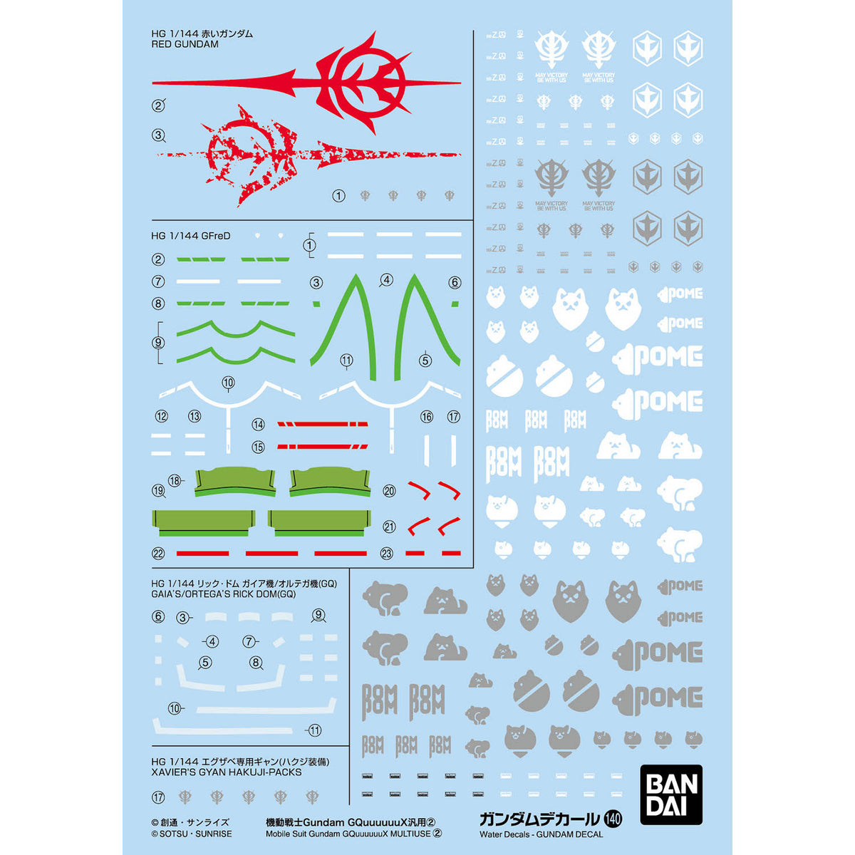 GUNDAM DECAL 140 MOBILE SUIT GUNDAM GQuuuuuuX MULTIUSE 2