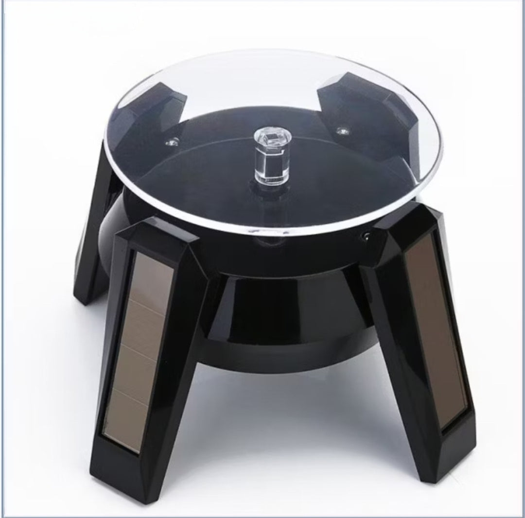 SOLAR ROTATING TURNTABLE DISPLAY STAND WITH LED LIGHTS