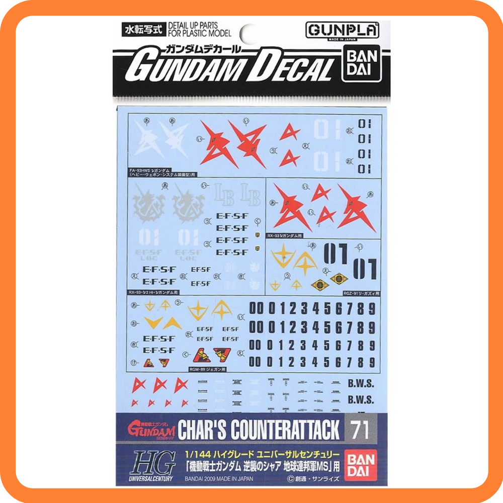 GUNDAM DECAL 71 CHAR'S COUNTERATTACK FEDERATION for 1/144 SCALE