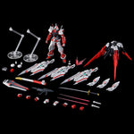 Premium Bandai Gunpla Real Grade 1/144 RG Gundam Astray Red Dragon Action Figure Model Toy Kit VCA Singapore Collection of robot action figures and parts on a black background