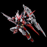 Premium Bandai Gunpla Real Grade 1/144 RG Gundam Astray Red Dragon Action Figure Model Toy Kit VCA Singapore Mechanical robot model with red and gray colors on a black background