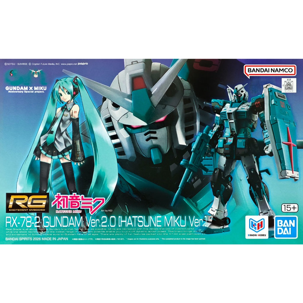 Premium Bandai Gunpla Real Grade 1/144 RG RX-78-2 Gundam Ver 2.0 Hatsune Miku Version Action Figure Model Toy Kit VCA Singapore