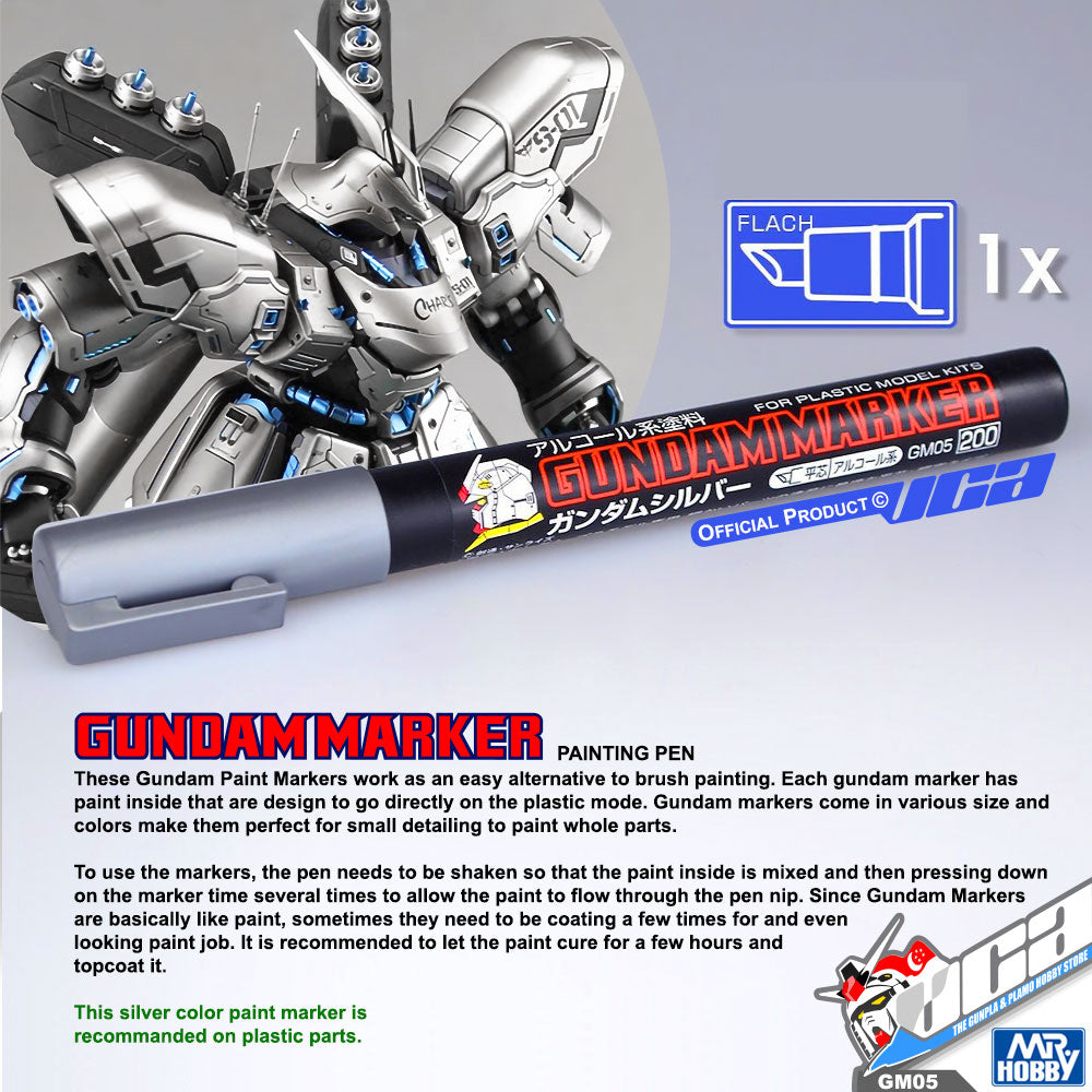 GSI CREOS MR HOBBY GM05 Gundam Marker Painting Pen Silver Metallic